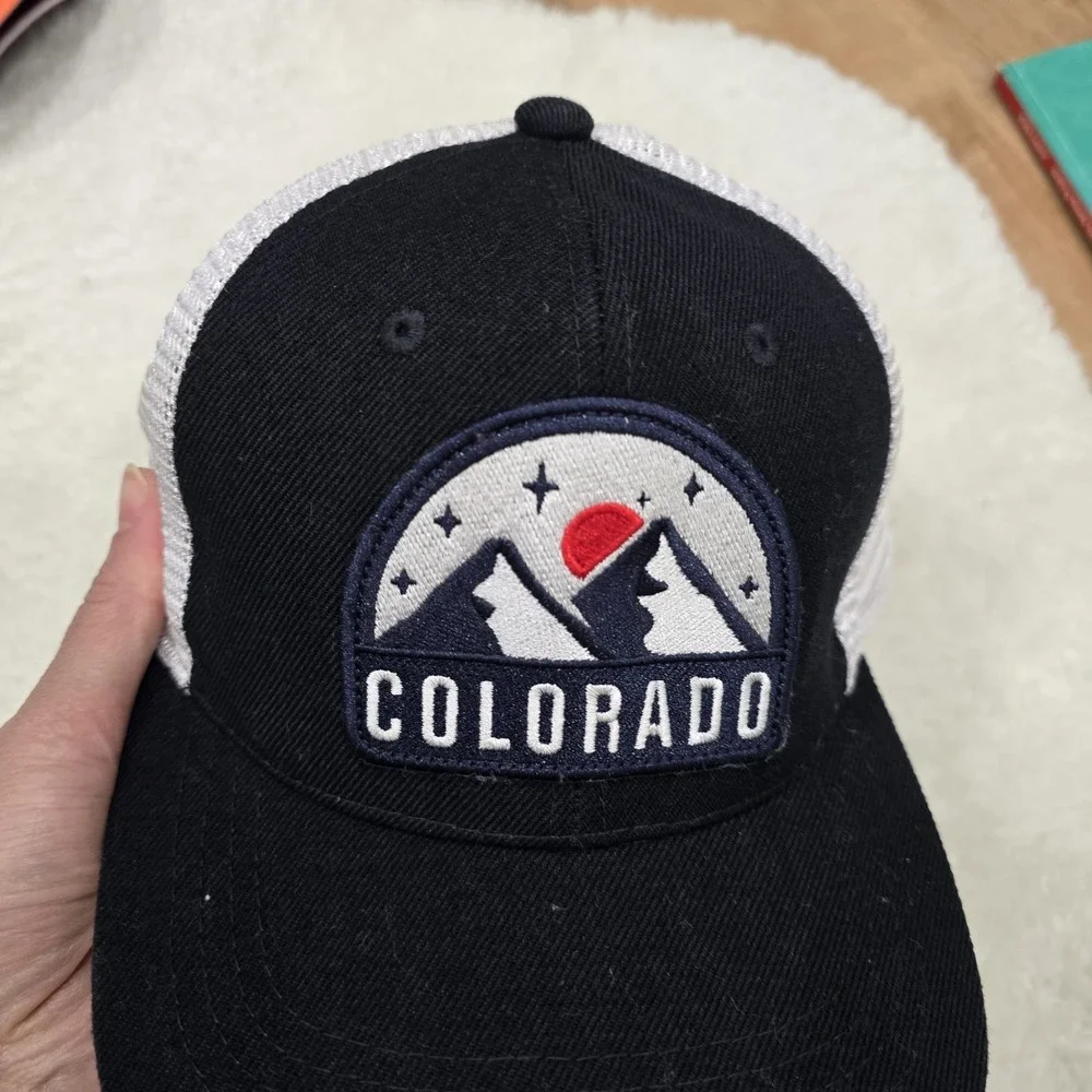 Colorado Mountain Trucker Hat Mesh Snapback Cap Black‎ White ST8SUPPLY